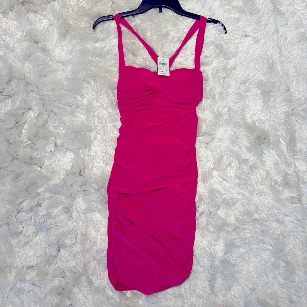 Windsor hot pink mini dress with crossover back. Size medium . Tags on